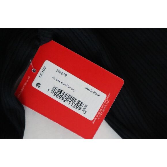 Spanx 21007R Women's Sz Small Classic Black Ribbed One Shoulder Top - Picture 3 of 9